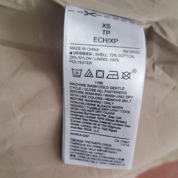 GAP Double-Breasted Tan Trench Coat Size XS - Picture 12 of 17